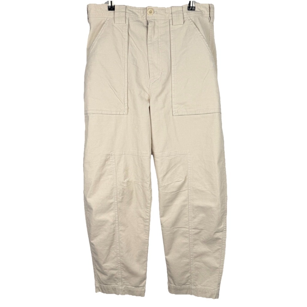 Banana Republic Womens The Corduroy Barrel Pant‎ Size 10 Cargo Cream Ivory